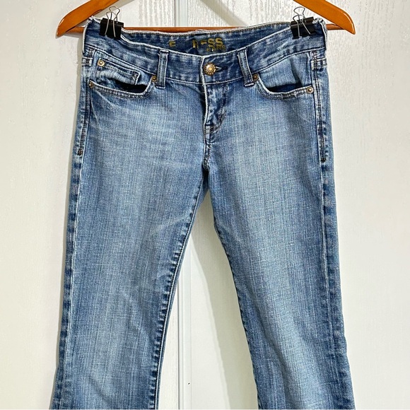 Vintage EXPRESS Women’s Jeans Super Low Rise Boot Cut Medium Wash Size 0R - Picture 2 of 12